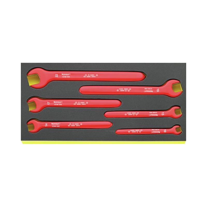 TCS 12160 VDE - Moduł kluczy jednostronnych płaskich izolowanych VDE, 10 - 22 mm (6 szt.), wkładka piankowa