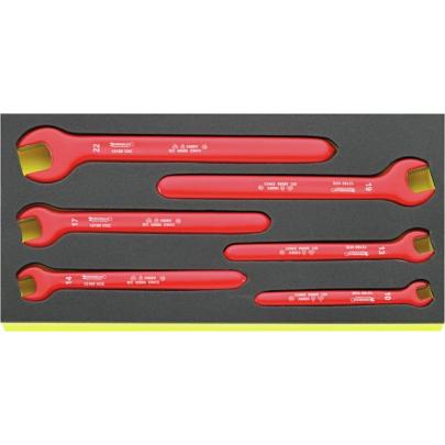 TCS 12160 VDE - Moduł kluczy jednostronnych płaskich izolowanych VDE, 10 - 22 mm (6 szt.), wkładka piankowa