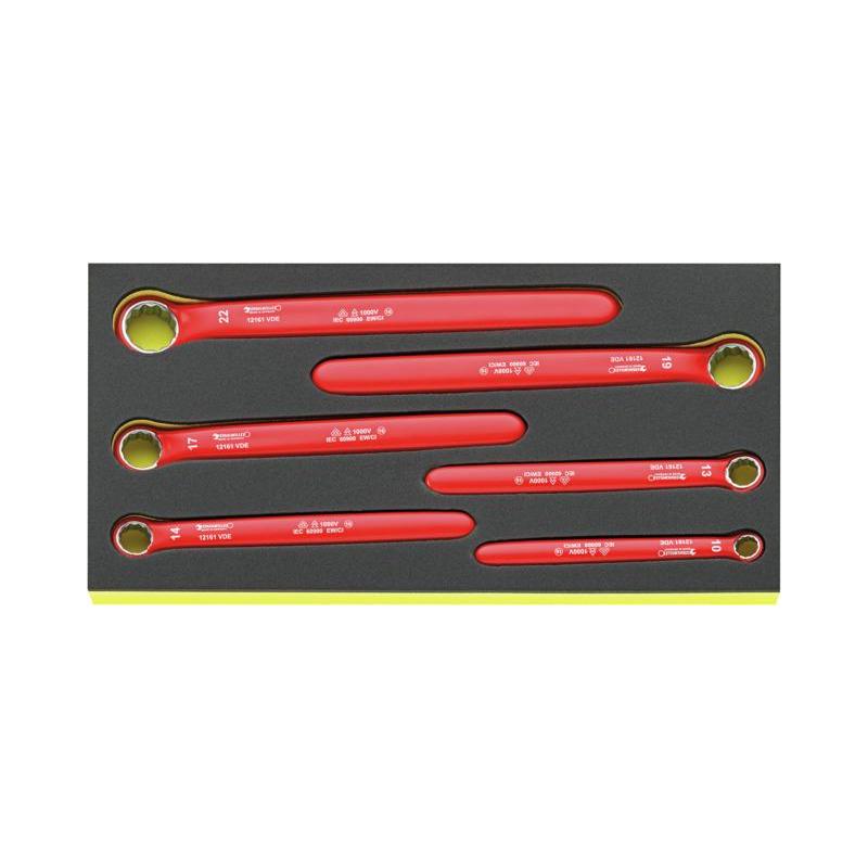 TCS 12161 VDE - Moduł kluczy jednostronnych oczkowych izolowanych VDE, 10 - 22 mm (6 szt.), wkładka piankowa