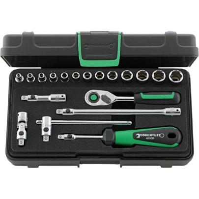 40/13/6QR - Zestaw nasadek 1/4" 6-kątnych, 3,5 - 13 mm, z grzechotką i akcesoriami QuickRelease (19 szt.)