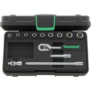 40A/9/4 - Zestaw nasadek 1/4" 6-kątnych, 3/16" - 1/2", z grzechotką i akcesoriami (13 szt.)