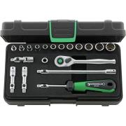 40AD/12/7QR - Zestaw nasadek 1/4" 12-kątnych, 5/32" - 9/16", z grzechotką i akcesoriami QR (19 szt.)