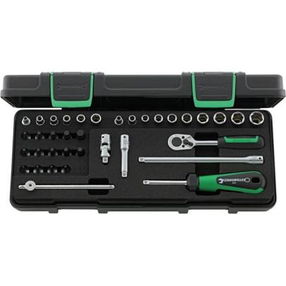 88TX - Zestaw nasadek 1/4" 6-kątnych 5 - 13 mm, Torx E4 - E10, trzpieniowych 3 - 8 mm, T8 - T40, z grzechotką i akcesoriami (36 