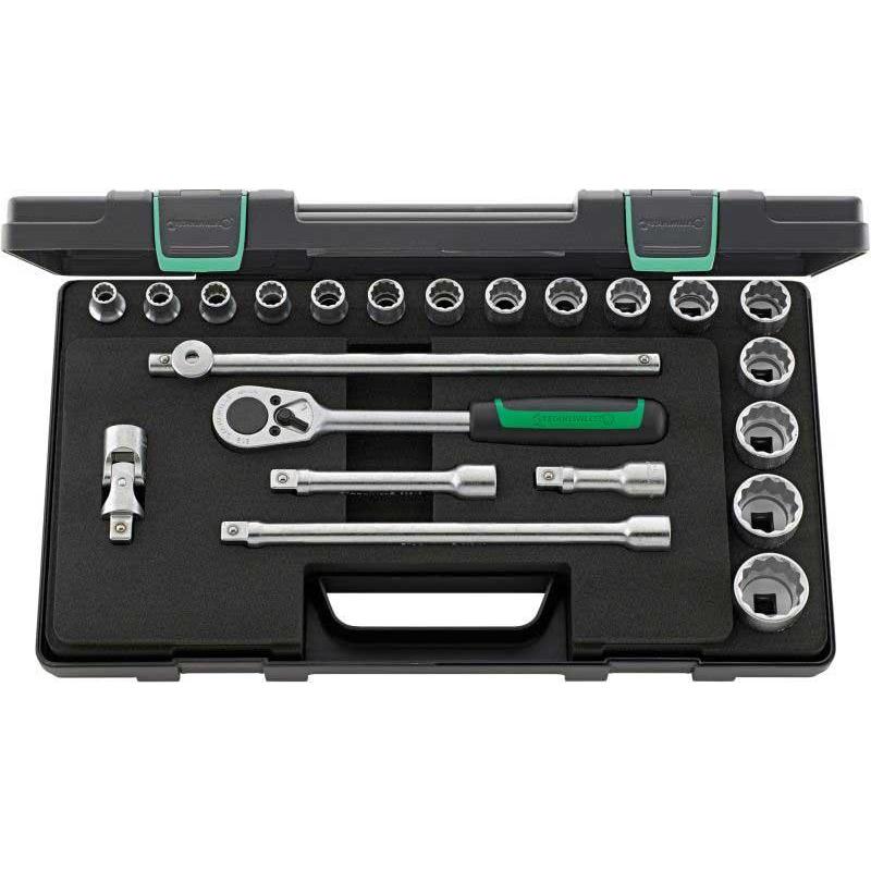 50/16/6 - Zestaw nasadek 1/2" 12-kątnych, 10 - 32 mm, z grzechotką i akcesoriami (22 szt.)