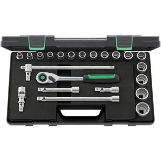 50/16/6QR - Zestaw nasadek 1/2" 12-kątnych, 10 - 32 mm, z grzechotką i akcesoriami QR (22 szt.)