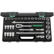 52/54/25/6 - Zestaw nasadek 1/2" 6-kątnych 8 - 32 mm i trzpieniowych 4 - 14 mm, z grzechotką i akcesoriami (31 szt.)