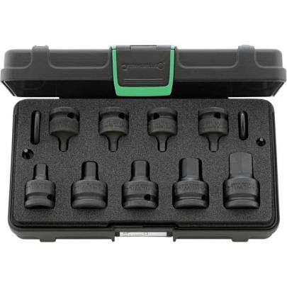 54IMP/9 - Zestaw nasadek udarowych 1/2" trzpieniowych 6-kątnych, 5 - 19 mm + akcesoria (13 szt.)