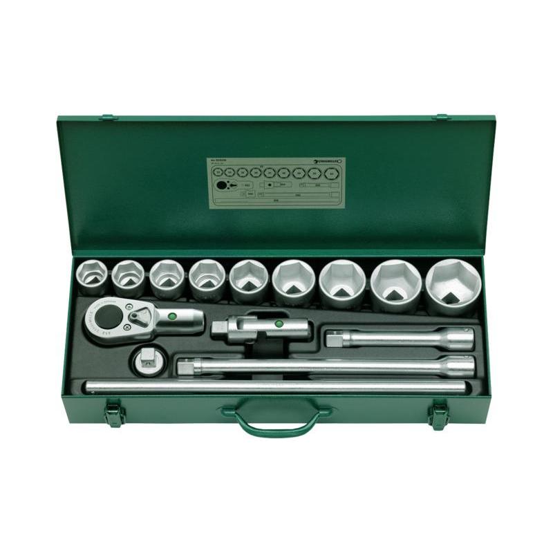 55/9/6N - Zestaw nasadek 3/4" 6-kątnych, 32 - 60 mm, z grzechotką i akcesoriami (15 szt.)