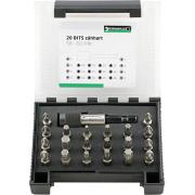 1204/21-1 - Zestaw bitów do śrub Phillips, Pozidriv, Torx i Hex + uchwyt, PH1 - PH3, PZ1 - PZ3, T10 - T40, 4 - 6 mm (21 szt.)