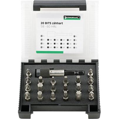 1204/21-1 - Zestaw bitów do śrub Phillips, Pozidriv, Torx i Hex + uchwyt, PH1 - PH3, PZ1 - PZ3, T10 - T40, 4 - 6 mm (21 szt.)