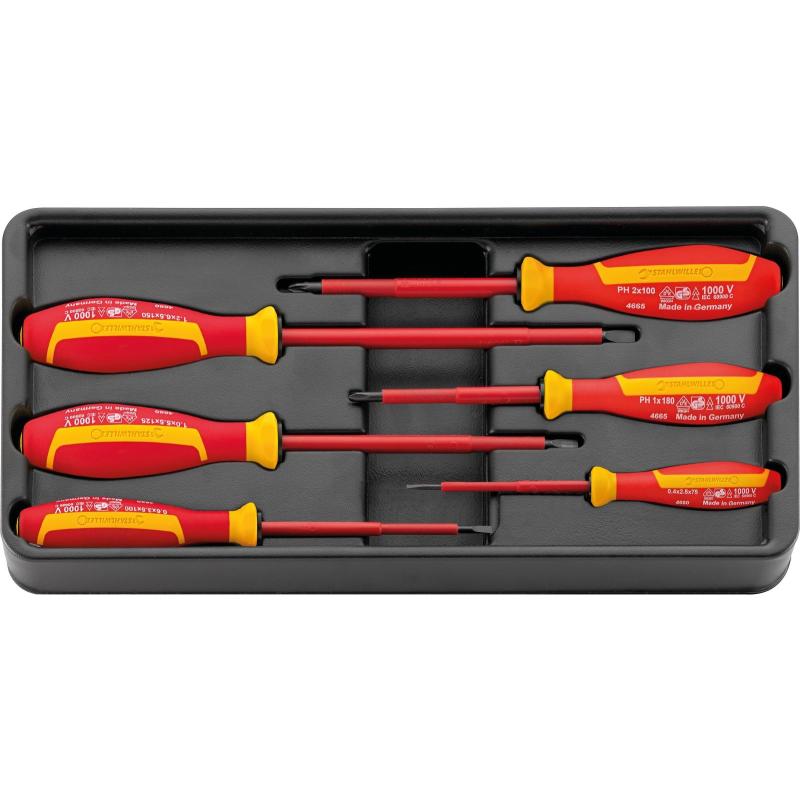 ES 4660/4665 VDE/6 - Moduł wkrętaków izolowanych VDE do śrub z rowkiem i Phillips, 2,5-6,5mm, PH1-PH2(6 szt.) wkładka plastikowa