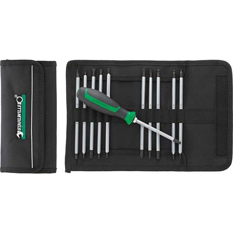 4798 SATZ - Rękojeść 2-komponentowa z 11 grotami do śrub z rowkiem, Phillips, Pozidriv, Torx, Hex i Hex z kulką