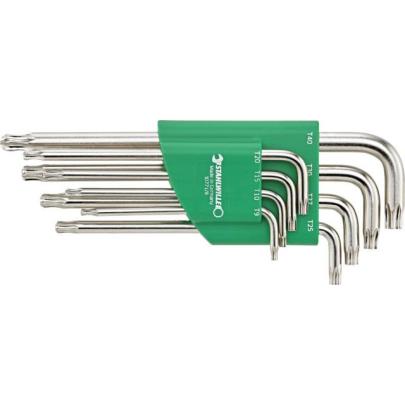 10771/8 - Zestaw kluczy trzpieniowych zagiętych, długich z kulką, Torx, T9 - T40 (8 szt.)