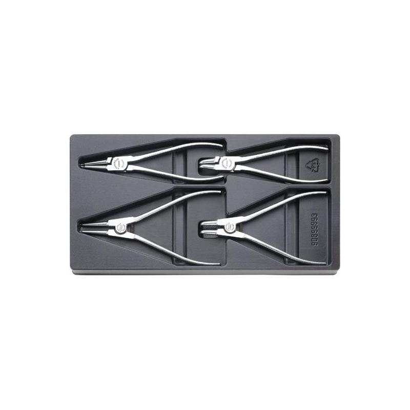 6702 - Moduł szczypiec chromowanych do pierścieni zewnętrznych i wewnętrznych (4 szt.), wkładka plastikowa