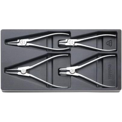 6702 - Moduł szczypiec chromowanych do pierścieni zewnętrznych i wewnętrznych (4 szt.), wkładka plastikowa