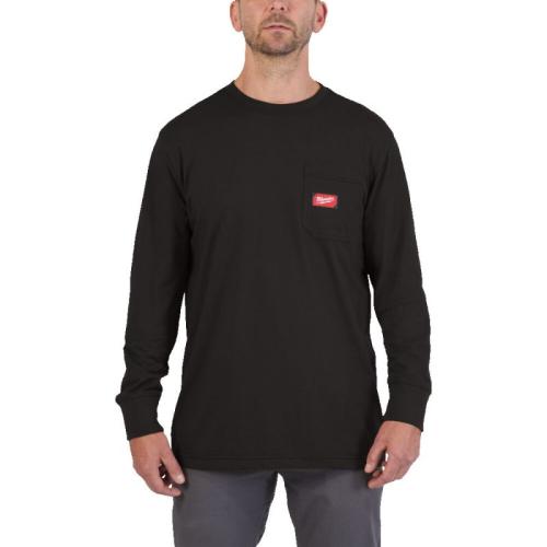 WTLSBL-S - T-shirt z kieszonką z długim rękawem, czarny, rozmiar S