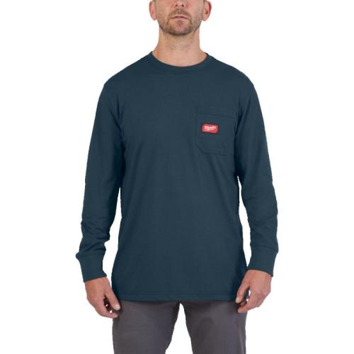 WTLSBLU-M - T-shirt z kieszonką z długim rękawem, niebieski, rozmiar M