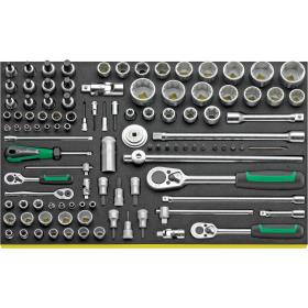 TCS 40/45/50/89/19 - Moduł nasadek i akcesoriów 1/4", 3/8", 1/2" + bity (108 szt.), wkładka piankowa