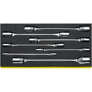 TCS 29/7, 8x9-20x22 mm - Moduł kluczy nasadowych przegubowych FLEXI, 12-kątnych, 8x9 - 20x22 mm (7 szt.), wkładka piankowa