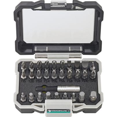 1208 - Zestaw bitów do śrub płaskich, Phillips, Torx, Torq-set i Hex + uchwyt (30 szt.)