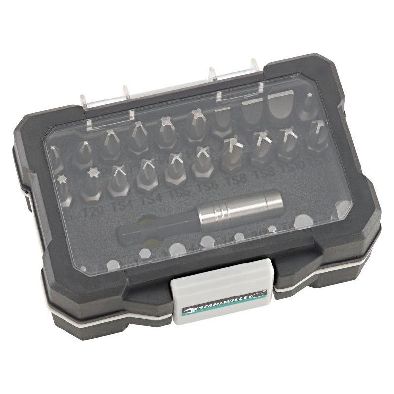 1208 - Zestaw bitów do śrub płaskich, Phillips, Torx, Torq-set i Hex + uchwyt (30 szt.)