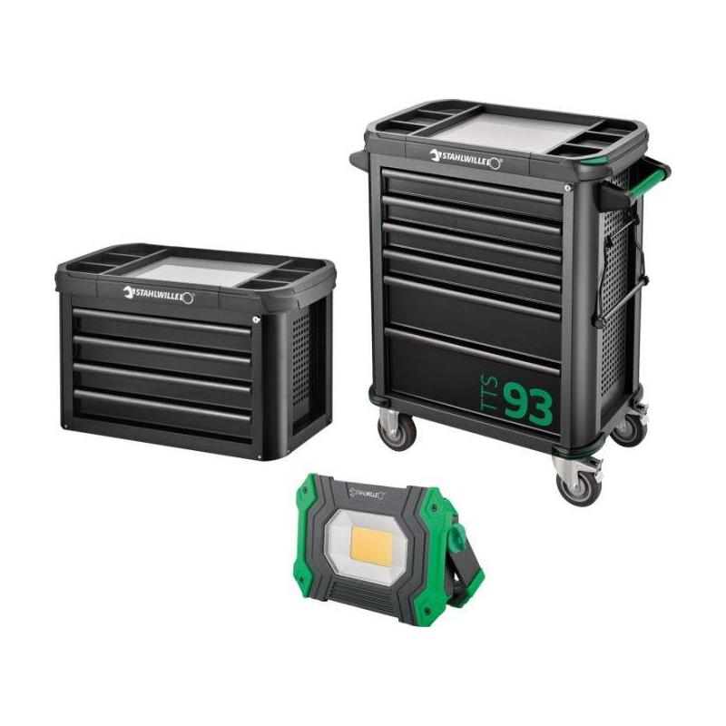 TTS 93 mit TopBox - Wózek narzędziowy TTS93, 6 szuflad, 3 moduły na szufladę + skrzynia 93 TOP BOX