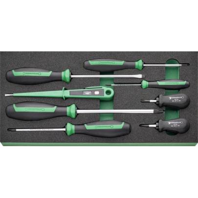 TCS 12 821/8 - Moduł wkrętaków do śrub z rowkiem, Phillips i Pozidriv, 5,5 mm, PH1 - PH2, PZ0 - PZ3 (8 szt.), wkładka piankowa