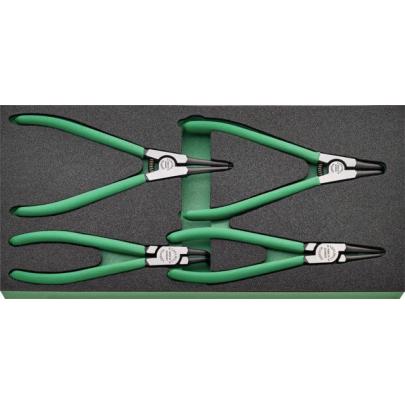 TCS 10 821/4 - Moduł szczypiec do pierścieni osadczych wewnętrznych i zewnętrznych (4 szt.), wkładka piankowa