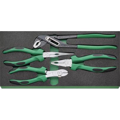 TCS 3 821/4 - Moduł szczypiec uniwersalnych, półokrągłych, do rur i nożyce boczne (4 szt.), wkładka piankowa