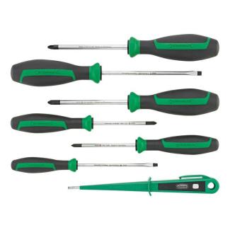 4698 - Zestaw 7 wkrętaków DRALL+ do śrub z rowkiem, Phillips i Pozidriv, 4 - 5,5 mm, PH1 - PH2, PZ1 - PZ2