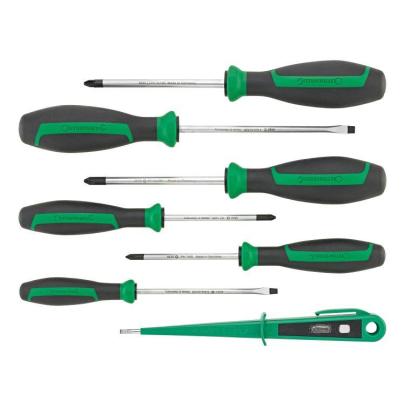 4698 - Zestaw 7 wkrętaków DRALL+ do śrub z rowkiem, Phillips i Pozidriv, 4 - 5,5 mm, PH1 - PH2, PZ1 - PZ2