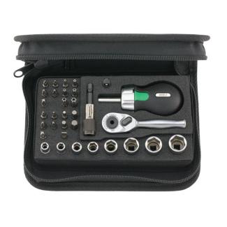 40/29/4 SCI - Zestaw nasadek 1/4" 6-kątnych, 5,5 - 14 mm, z grzechotką i akcesoriami + bity (33 szt.)