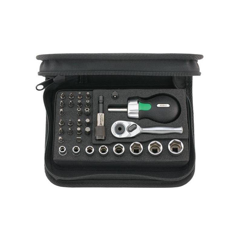 40/29/4 SCI - Zestaw nasadek 1/4" 6-kątnych, 5,5 - 14 mm, z grzechotką i akcesoriami + bity (33 szt.)