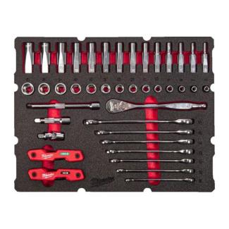 4932493640 - Moduł nasadek i akcesoriów 3/8" i kluczy płasko-oczkowych do szuflad PACKOUT (55 szt.), wkładka piankowa