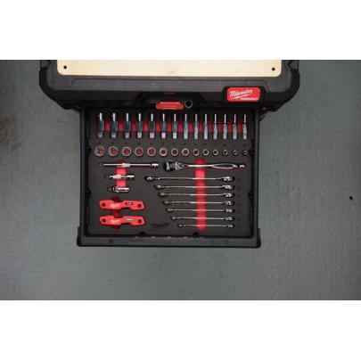 4932493640 - Moduł nasadek i akcesoriów 3/8" i kluczy płasko-oczkowych do szuflad PACKOUT (55 szt.), wkładka piankowa