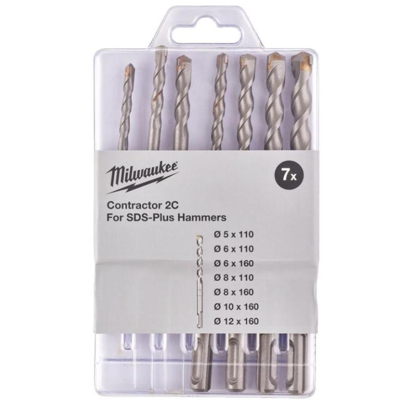 4932471244 - Zestaw wierteł udarowych SDS-Plus Contractor, 2-ostrzowych, Ø 5.5/6/7 × 110 mm, Ø 6/7/8/10 × 160 mm (7 szt.)