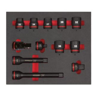 4932493396 - Moduł nasadek krótkich i akcesoriów udarowych 3/4", 22 - 36 mm (12 szt.), wkładka piankowa