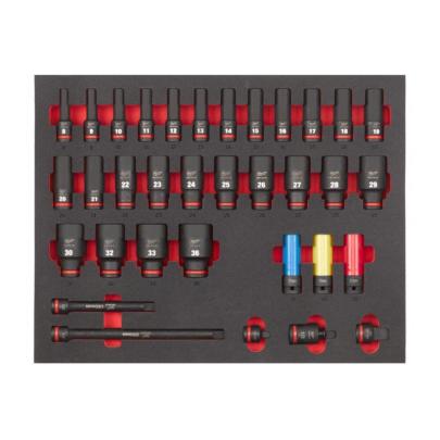 4932493394 - Moduł nasadek długich i akcesoriów udarowych 1/2", 8 - 36 mm (34 szt.), wkładka piankowa