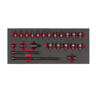 4932493388 - Moduł nasadek krótkich i akcesoriów udarowych 3/8", 6 - 22 mm (23 szt.), wkładka piankowa