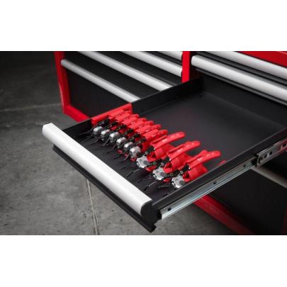 4932492496 - Zestaw 9 szczypiec do pierścieni osadczych wewnętrznych i zewnętrznych, szczęki proste i odgięte 45° i 90°