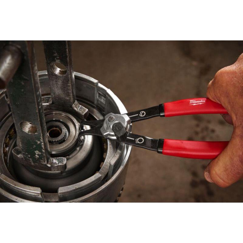 4932492496 - Zestaw 9 szczypiec do pierścieni osadczych wewnętrznych i zewnętrznych, szczęki proste i odgięte 45° i 90°