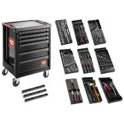 SL.ROLL.6GM3 - Wózek warsztatowy z wyposażeniem, 9 modułów plastikowych, czarny