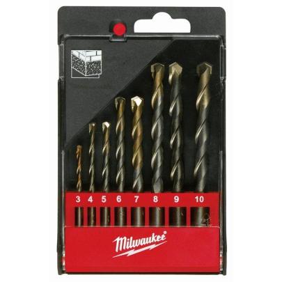 4932480158 - Zestaw wierteł udarowych do betonu z uchwytem cylindrycznym, 2-ostrzowe, 3 - 10 mm (8 szt.)