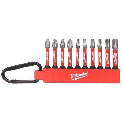 4932492939 - Zestaw bitów udarowych Shockwave do śrub Phillips, Pozidriv i Torx, PH2, PZ2, TX20 - TX25 (10 szt.) + karabińczyk