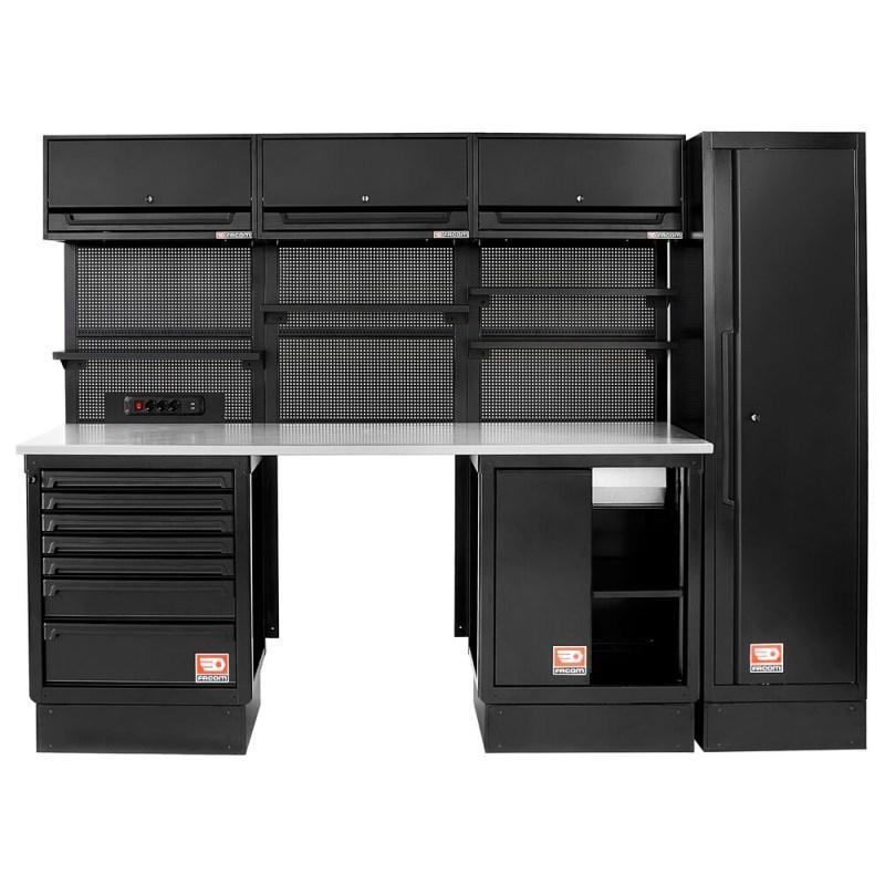 RWS2-8BS - Zestaw mebli ROLL, 2710 mm, blat ocynkowany, czarny