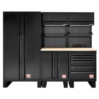 RWS2-9BS - Zestaw mebli ROLL, 2450 mm, blat drewniany, czarny