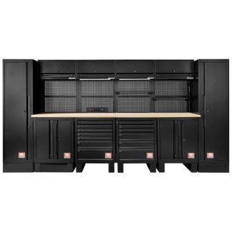 RWS2-10BS - Zestaw mebli ROLL, 3970 mm, blat drewniany, czarny