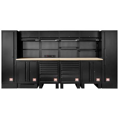 RWS2-10BS - Zestaw mebli ROLL, 3970 mm, blat drewniany, czarny