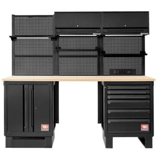 RWS2-11BS - Zestaw mebli ROLL, 2175 mm, blat drewniany, czarny