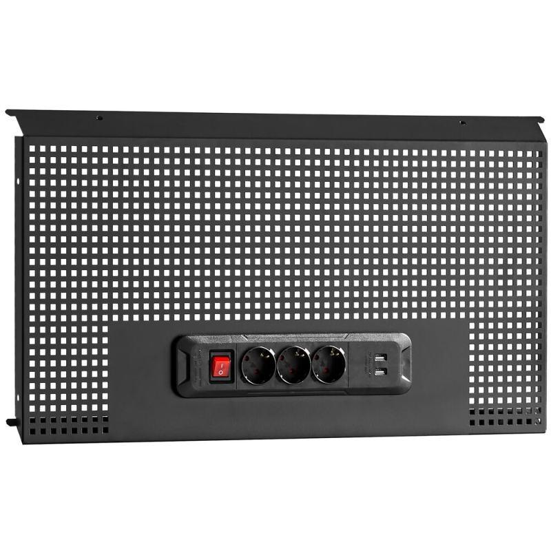 RWS2-PPAV1USBBS - Tablica perforowana do zawieszania na ścianie ROLL, 1 moduł + zestaw gniazdek i USB, czarna